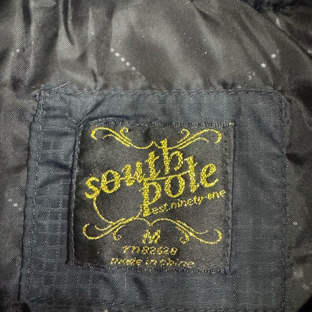 Southpole Y2K Faux Fur Black Gold Puffer Vest Zip Button Up Size Medium - Picture 3 of 6